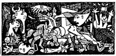 Detail of Cartoon Version of Picasso's Guernica from Quino's Politicial or Editorial Cartoon about Class
